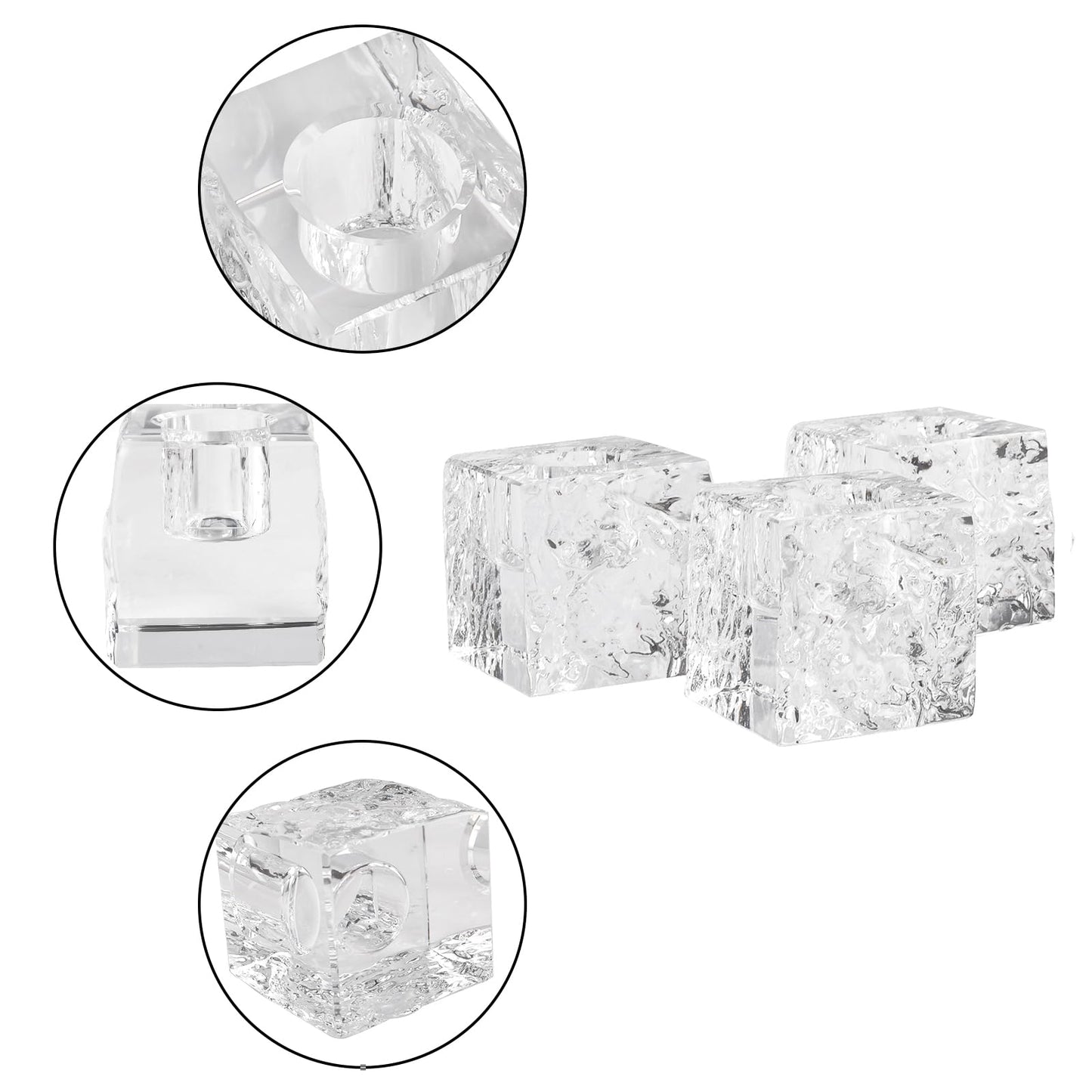 Kitcom Crystal Tea Light Candle Holders Pack of 4 for Tabletop Home Decor W1.97'' X H1.77'', Comes with Gift Box