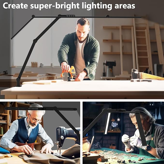 3000 Lumen Ultra Bright Architect Desk Lamp with Clamp, 36W Tall Overhead Led Desk Light for Home Office, 47Inch Long Dimmable Computer Monitor Light Bar with Remote for Table Desktop Drafting