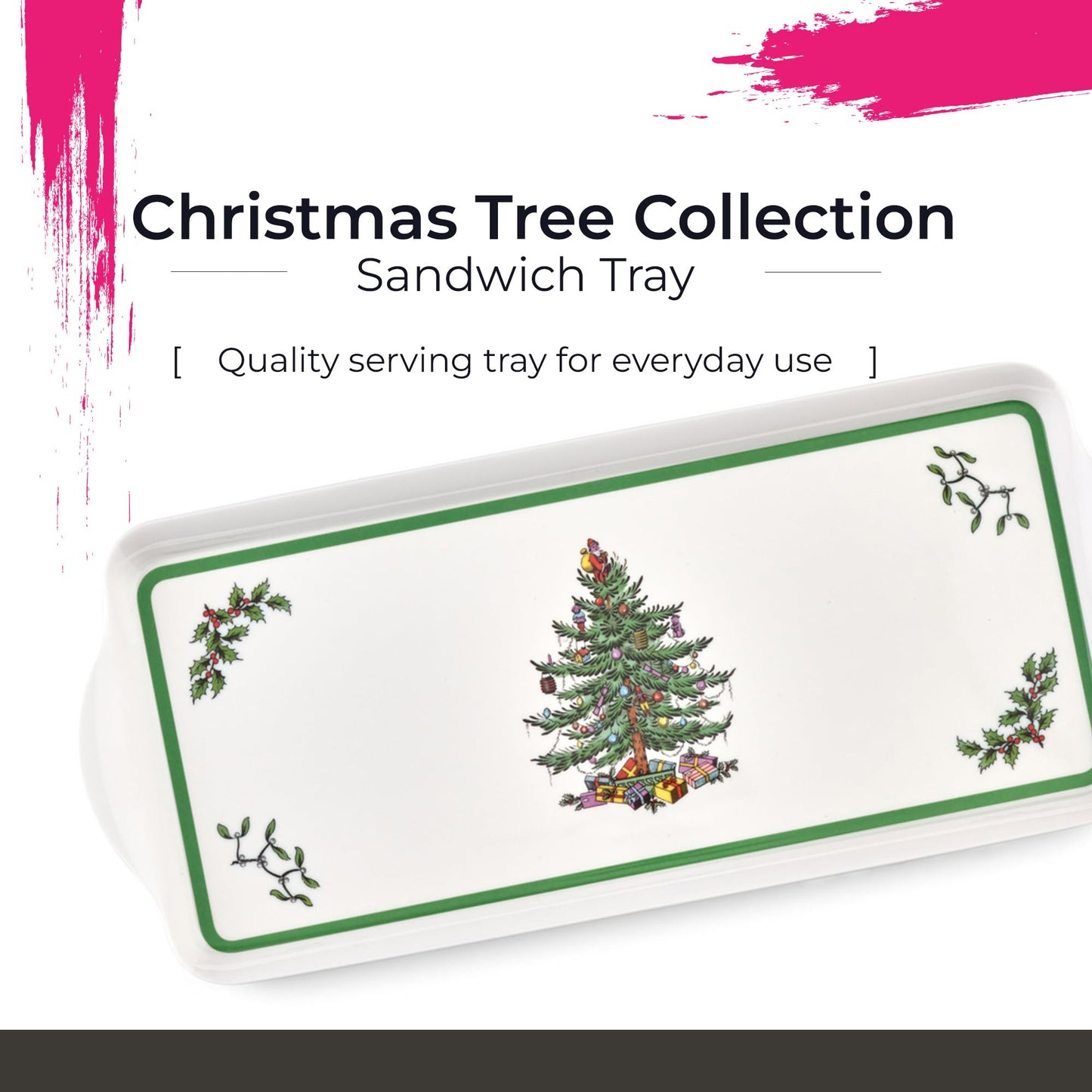Spode Sandwich Tray – (15.1" x 6.5") Rectangular Melamine Serving Platter with Decorative Artwork, Durable Heat & Stain Resistant Board for Snacks, Tea, Sandwiches, Cookies & Dining Table