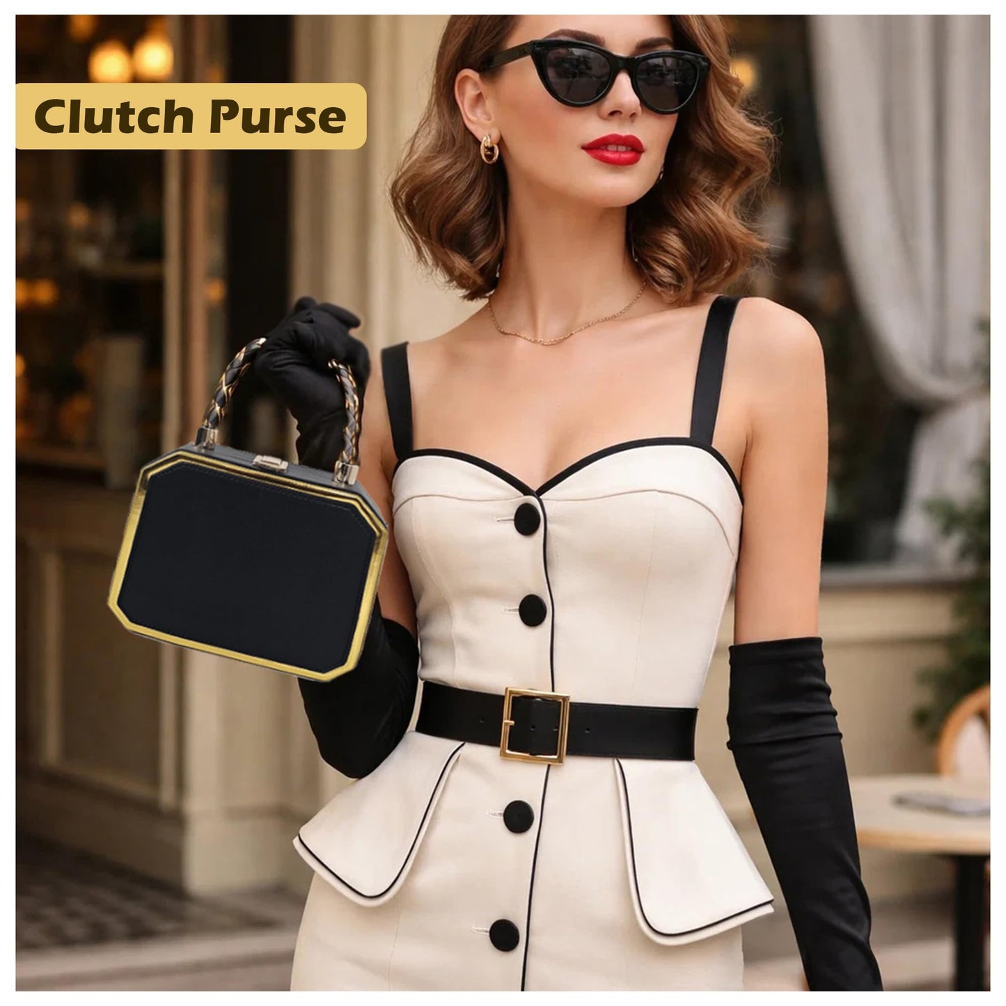 Purses For Women, Trendy Cross Body Bag For Woman, Shoulder Purse, Faux Leather Crossbody Bag, Top Handle Purses for Lady, Handbags - Clutch Evening Purse With Interchangeable Straps (Black)
