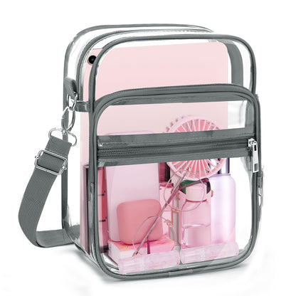 Blvornl Clear Crossbody Bag with Adjustable Shoulder Strap, Stadium Approved PVC Purse Bag, Messenger Bag