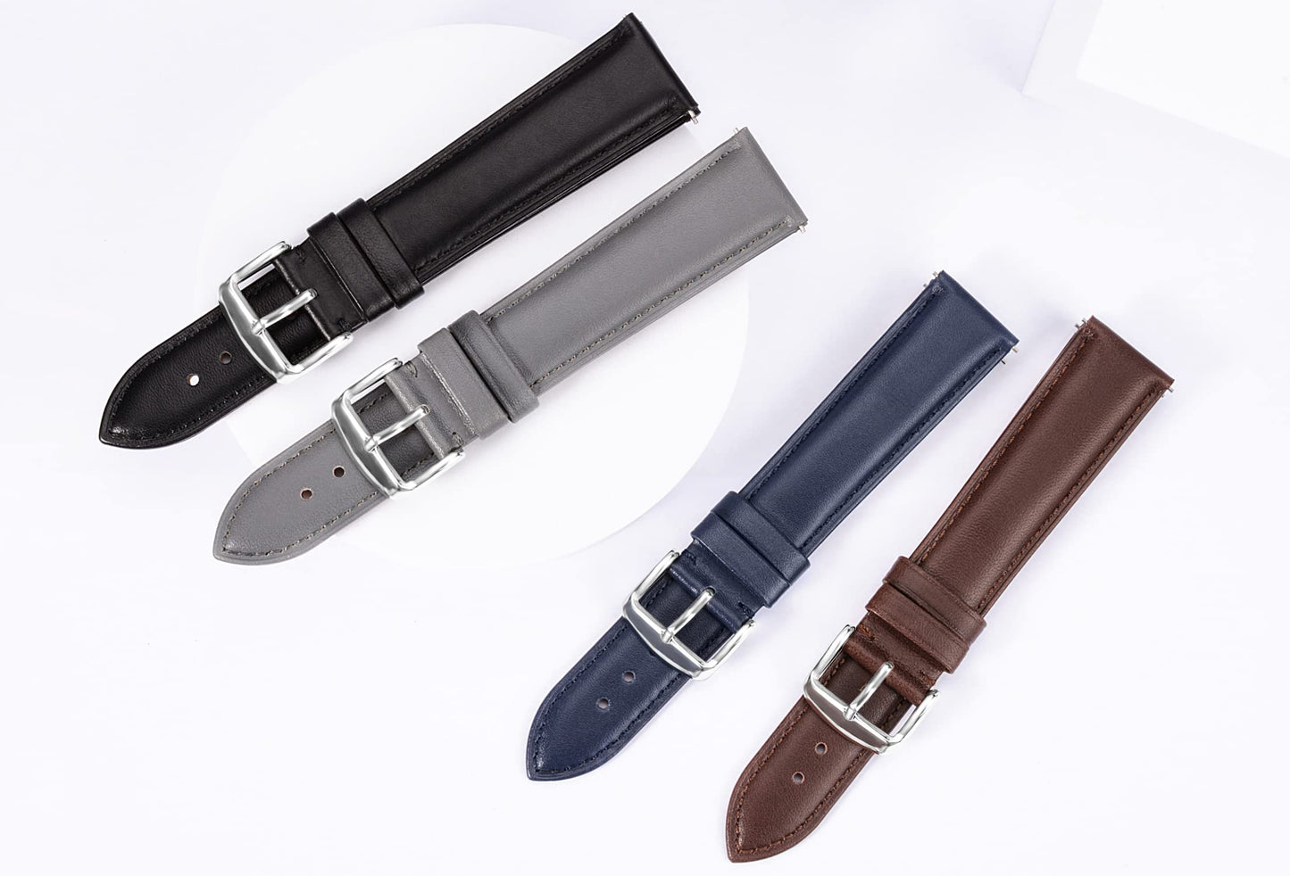 TStrap Leather Watch Band Men - Brown Quick Release Watch Strap for Women Replacement - Soft Smart Watch Bracelet with Clasp Buckle for ladies - 14mm 16mm 18mm 19mm 20mm 21mm 22mm 23mm 24mm