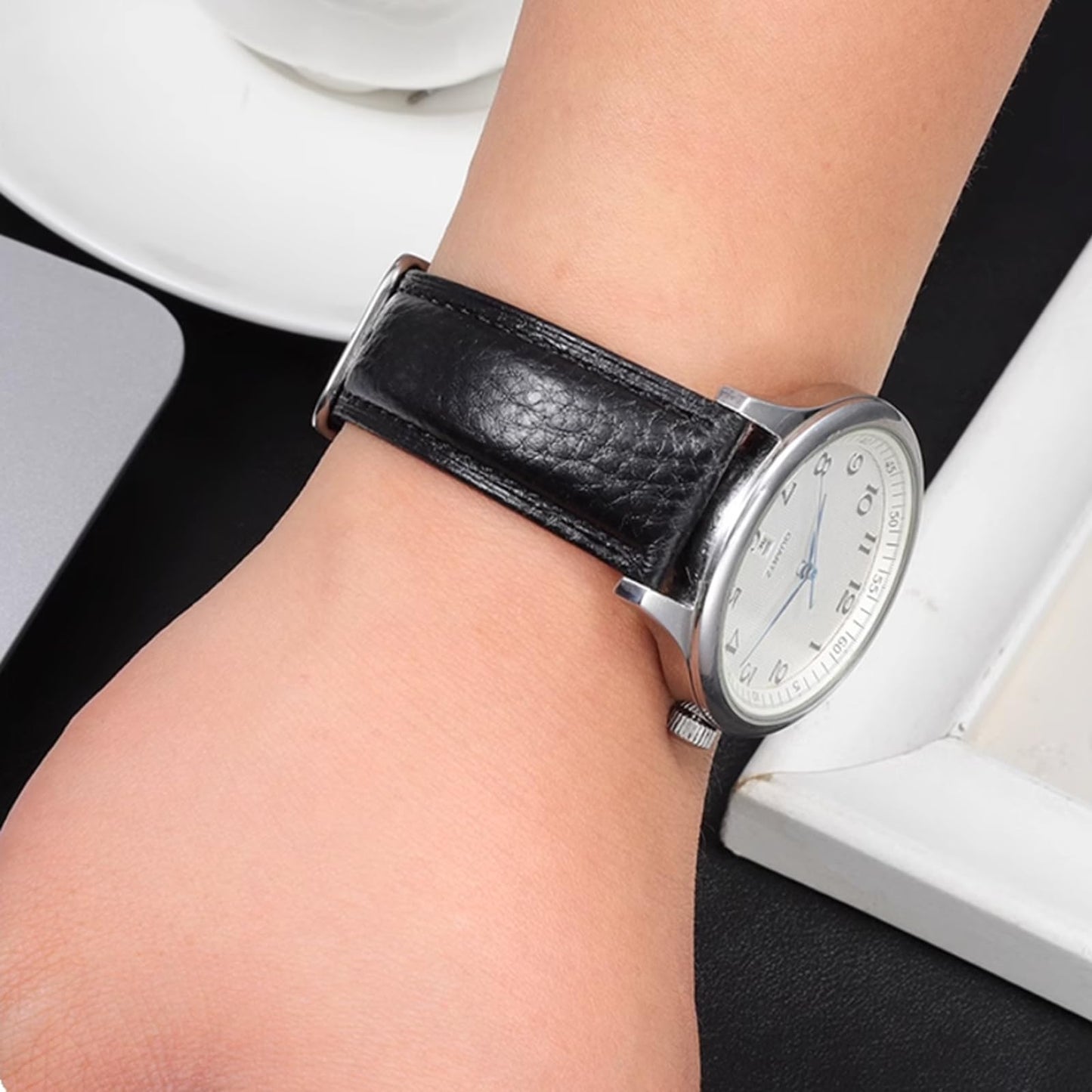 Aoeiwv Genuine Leather Watch Band Hand-Stitched Texture Padded Italian Leather Strap Quick Release 12mm 13mm 14mm 15mm 16mm 17mm 18mm 19mm 20mm 21mm 22mm 23mm 24mm Replacement Band for Women Men