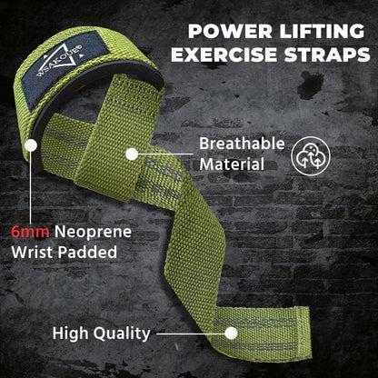 WSAKOUE Lifting Straps, Weightlifting Straps, Deadlift Straps with Padded Neoprene for Power Lifting, Bodybuilding, Gym Workout, Strength Training & Fitness Workout, Resistance - Green