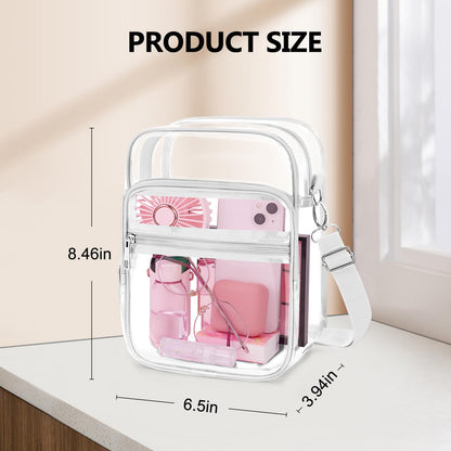 Blvornl Clear Crossbody Bag with Adjustable Shoulder Strap, Stadium Approved PVC Purse Bag, Messenger Bag