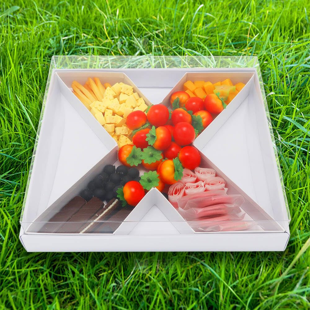 WENPACK 12.5" Cardboard Letter Shaped Mache Decorative Strawberries Fillable Sweets Candy Box with Clear Lid (White, X)