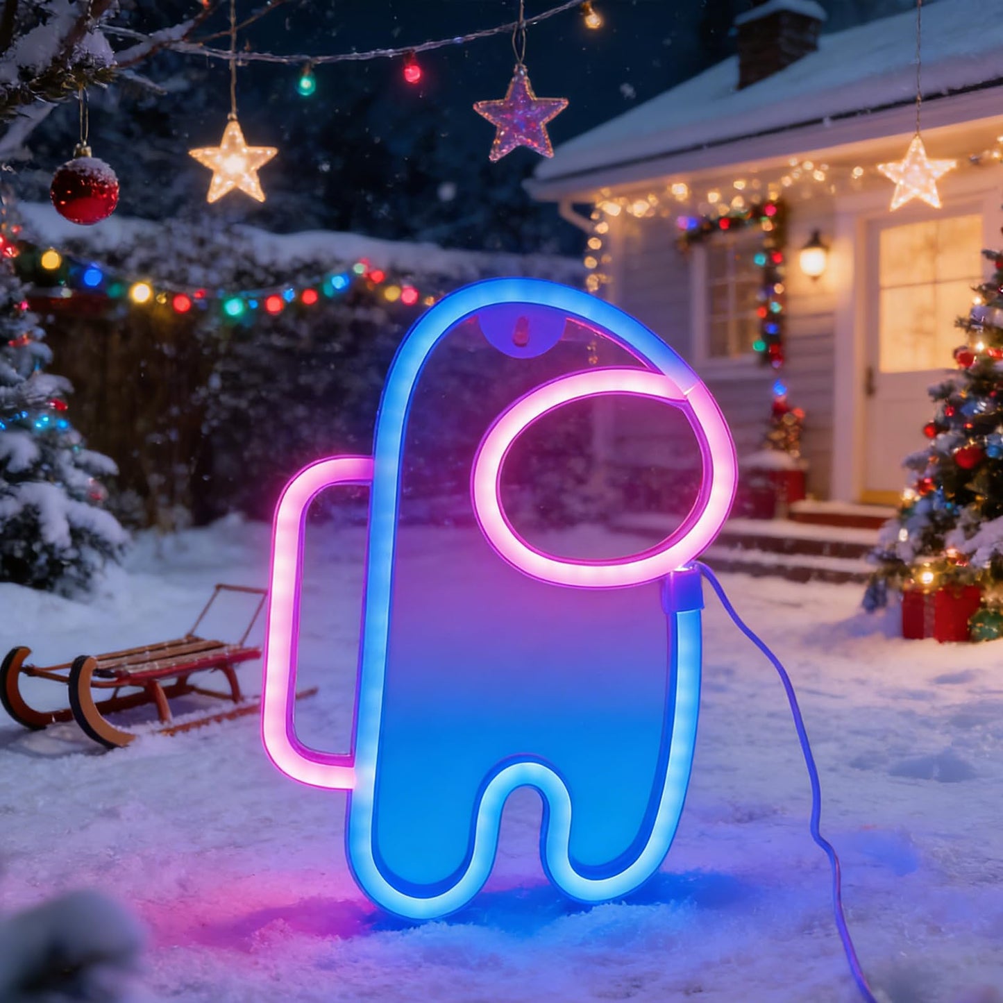 QiaoFei Alien Neon Sign Lights Astronaut with USB or Battery Operated for Kid's Room Bedroom Bar Restaurant Game Room Christmas Valentine's Day Birthday Party Gift LED Art Decoration Light.