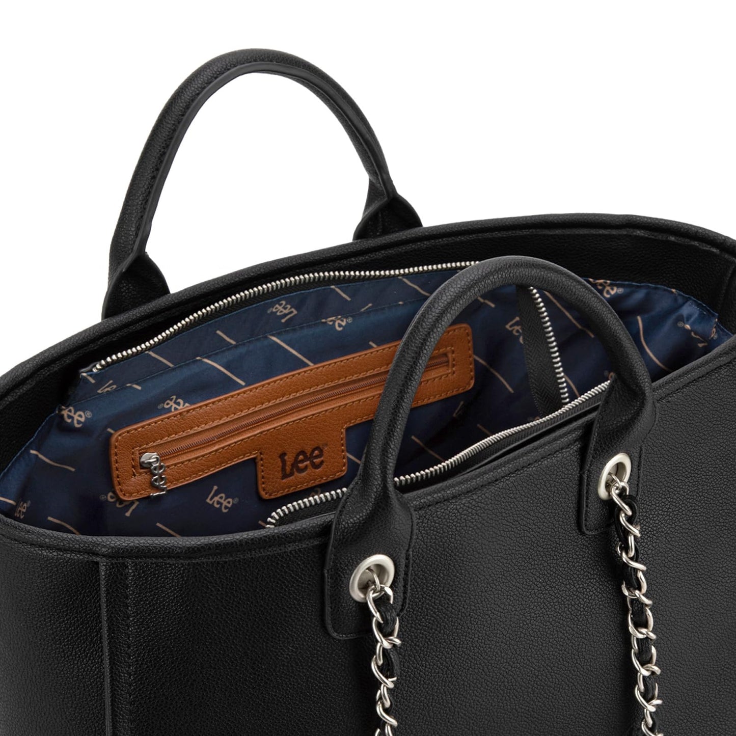 Lee Large Shoulder Tote Bag for Women Vegan Leather Top-Handle Handbag LEE46-345BK