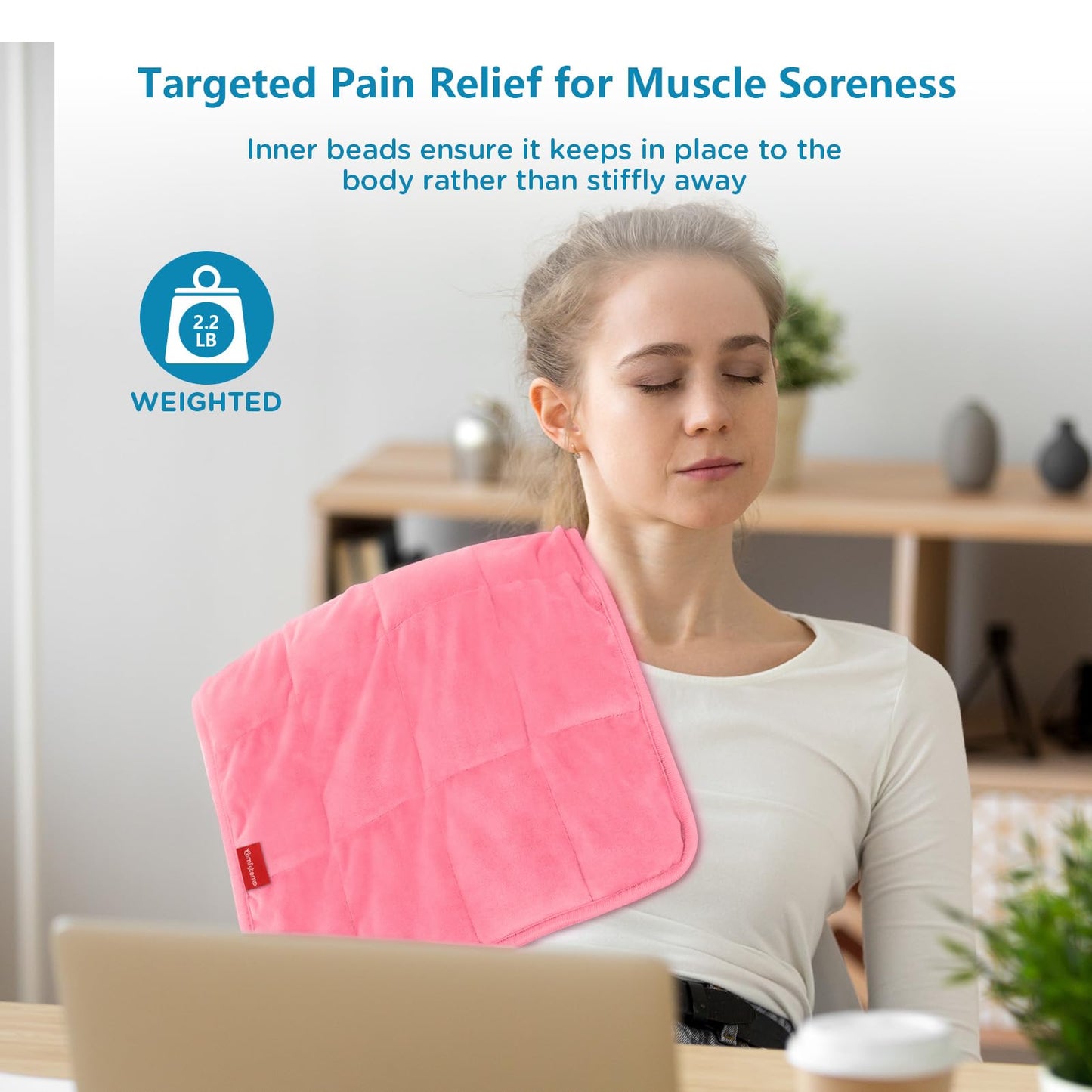 Comfytemp Weighted Heating Pad for Back & Period Cramps, FSA Eligible, Birthday Gifts for Mom Dad Women Men, 2.2lb HSA Electric Heat Pad for Neck Shoulder Pain Relief, 2H Auto-Off Heated Pad, 12x24
