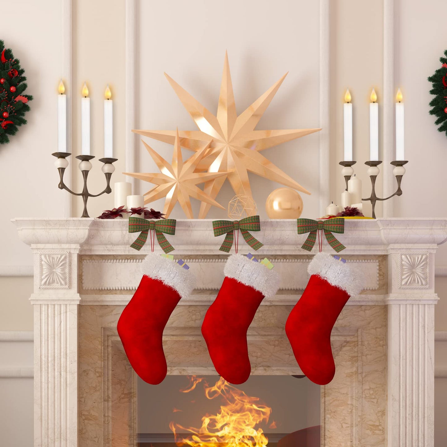 Bociks Flameless Window Candles with Remote Timer 10 PCS Battery Operated LED Flickering Taper Candle Lights with Removable Sliver Candle Holders Best Gift for Xmas Wedding Home Dinner Décor