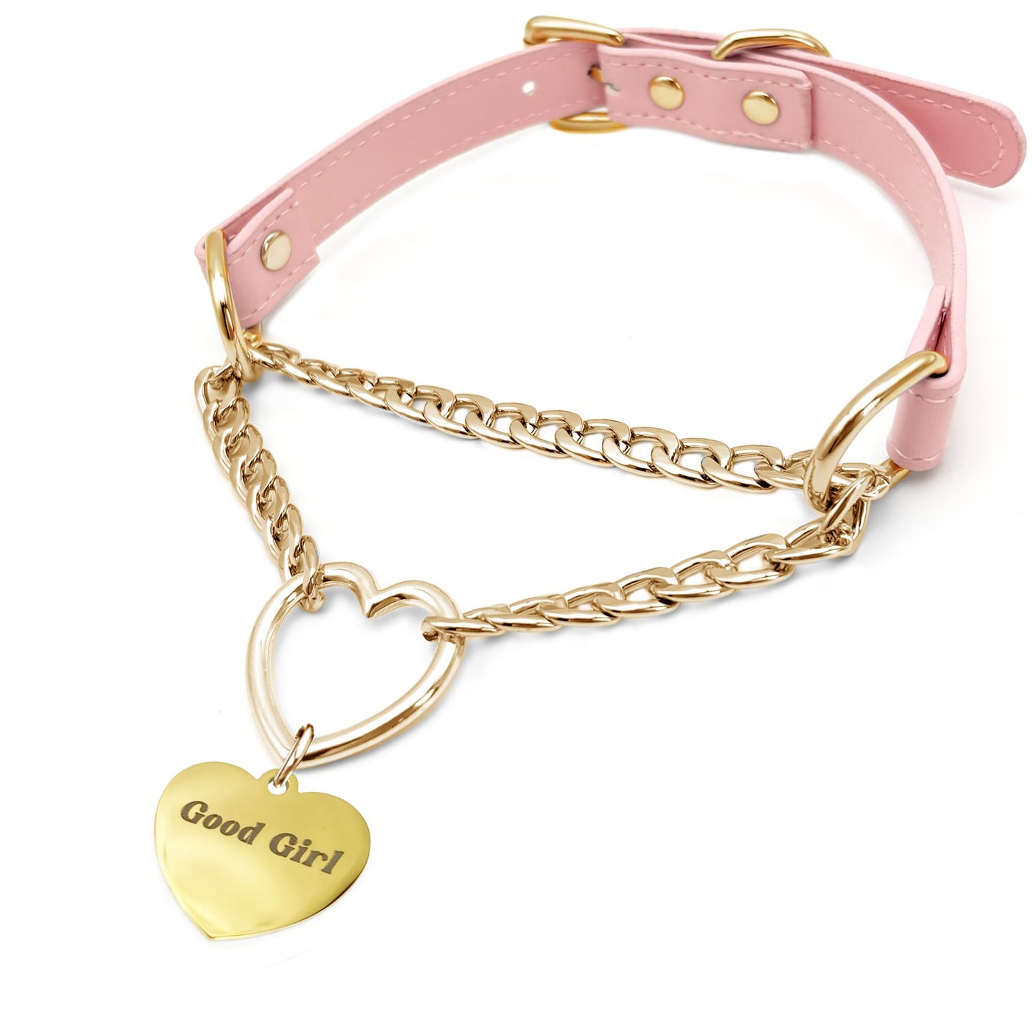 paloli Leather Slip Chain Choker – Adjustable PU Vegan Collar With Heart Ring & Cuban Chain, Letter Heart Pendant Necklace for Women