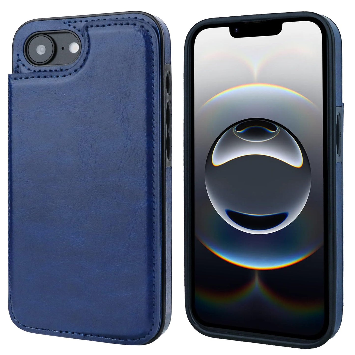 ONETOP Compatible with iPhone 17e/16e Wallet Case with Card Holder, PU Leather Kickstand Card Slots Case, Double Magnetic Clasp and Durable Shockproof Cover 6.1 Inch (Blue)