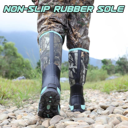 Kalkal Women's Insulated Waterproof Rubber Boots - 6mm Neoprene Camo Tall Rain Boots | Sizes 5-11