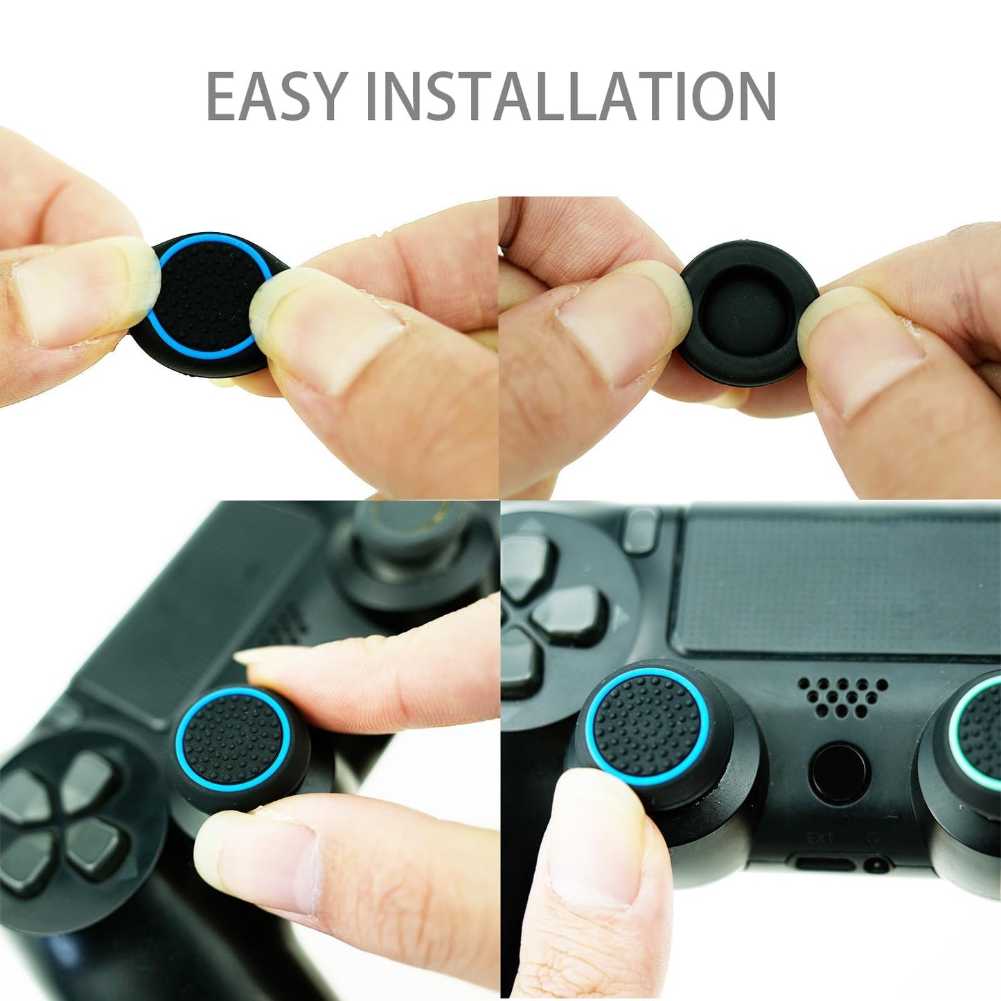 CTHTBZ 24PCS Silicone Performance Joystick Grips Analog Thumb Stick Grip Cap for PS2, PS3, PS4, PS5, Xbox One, Xbox Series X/S, Xbox 360, Switch Pro Controller (Black&Blue)