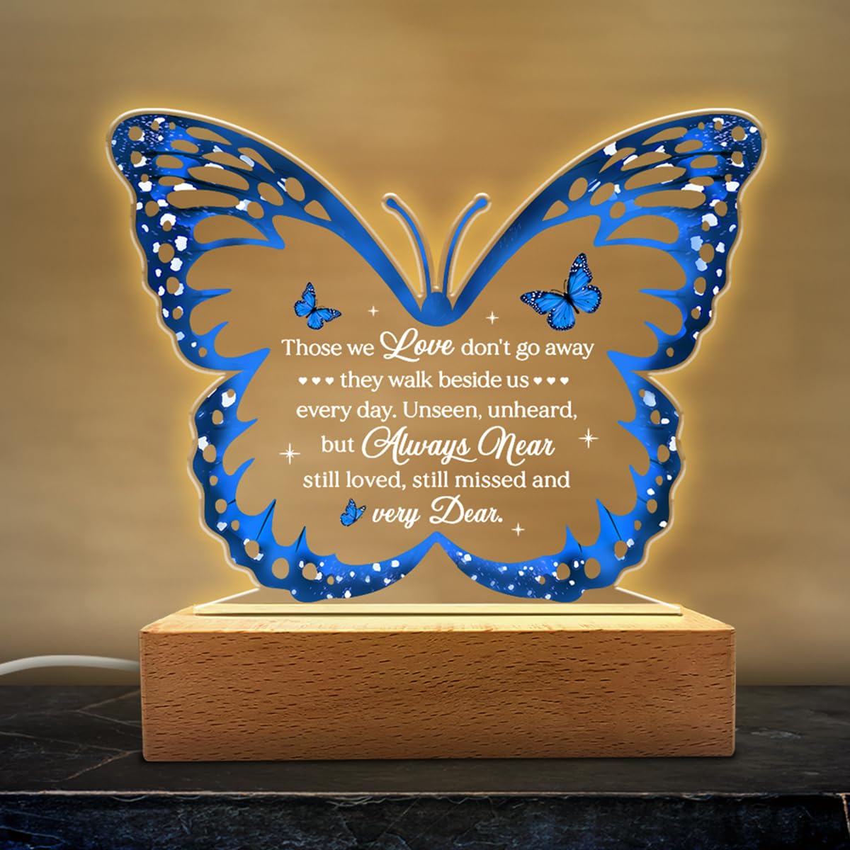 SANDJEST Memorial Butterfly Night Light - Sympathy Gifts for Loss of Loved One - Those We Love Don't Go Away Acrylic Night Lights Bereavement Gift Condolence Keepsake Lamp