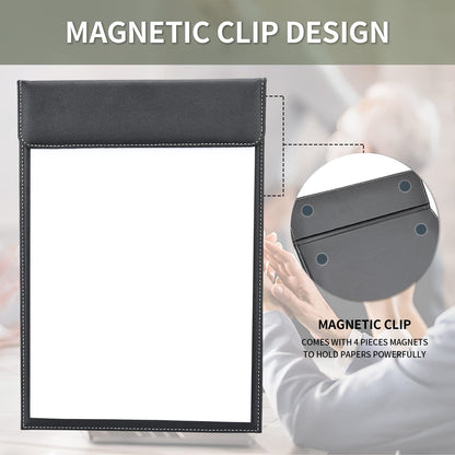 Leather Clipboard, Black Clipboards A4 Letter Size Clip Board for Nurses, GORESE Clip Board for Classroom, Smooth Writing Low Magnetic Profile Clip Boards for Kids Women Office Work 9" x 12.5"