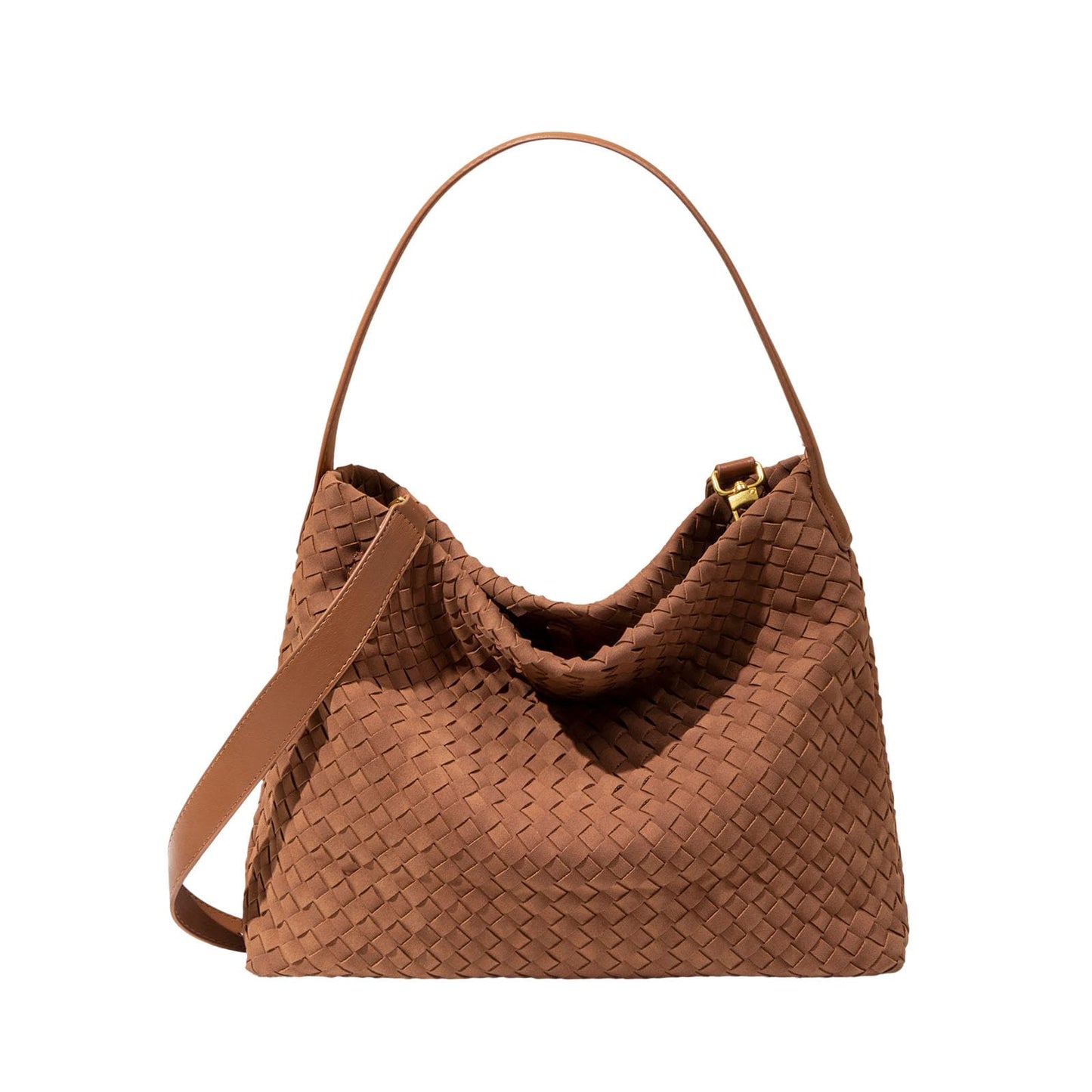 Women's Braided Suede Tote Bag Stylish Suede Hobo Shoulder Bag with Woven Details for Work Travel