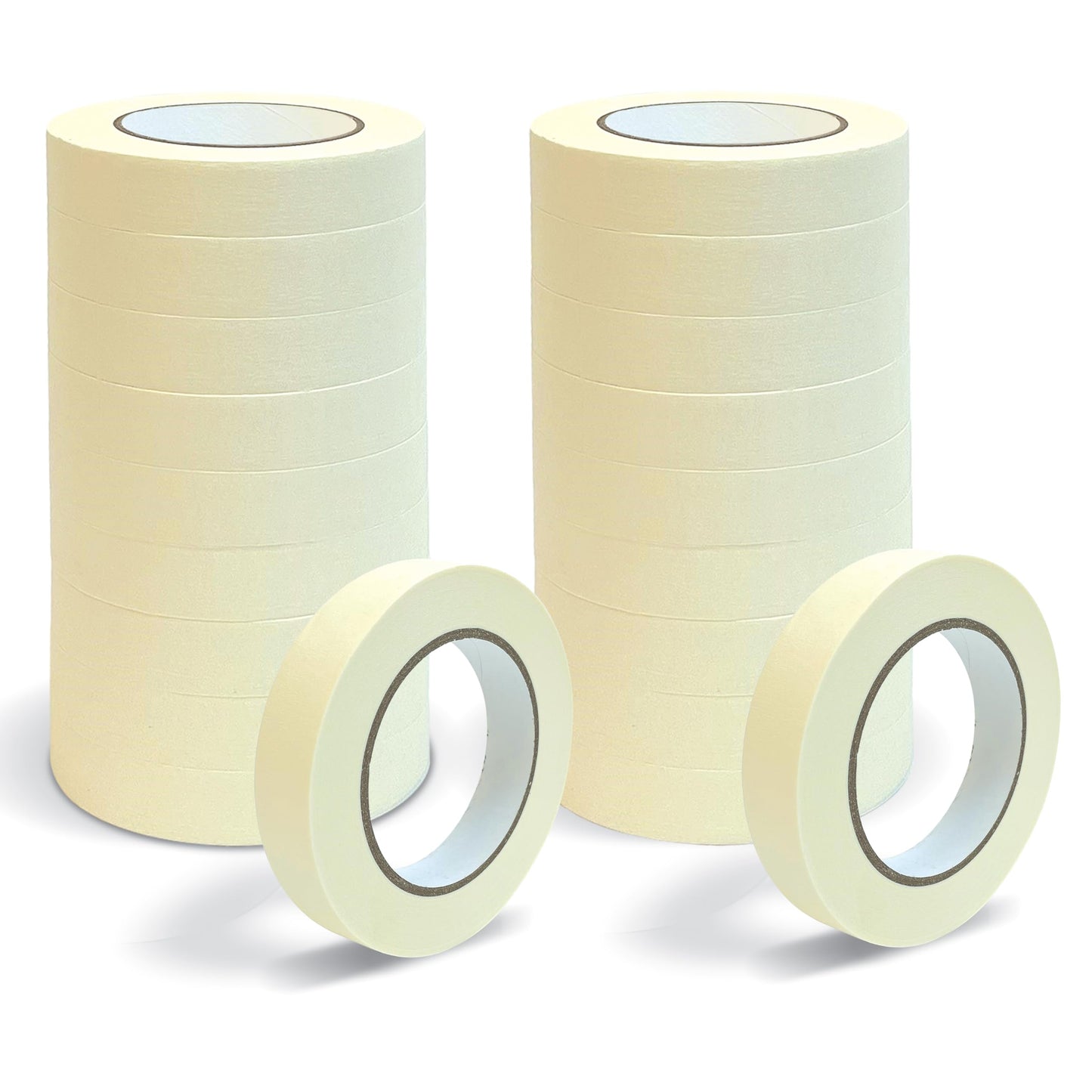 Masking Tape, 1 Inch x 55 Yards, Bulk 20 Pack, White Beige Color, Adhesive Painting Tape, Bulk Pack General Purpose Masking Tape, 20 Rolls x 55 Yards, 1100 Total Yards (20 Pack)