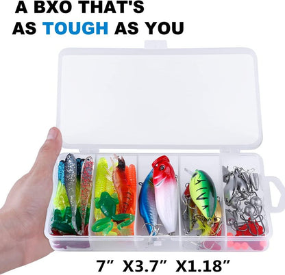 Fishing Lures Kit - 292-Piece Tackle Box with Crankbaits, Hooks & Weights | Perfect Gift for Men - Bass & Trout Fishing