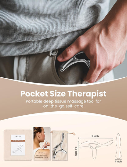 lifechill Trigger Point Massage Tool for Deep Tissue Massage & Gua Sha, Muscle Scraper Tool for Full Body Pain Relief, Thumb Saver Acupressure Tool, FSA HSA Eligible