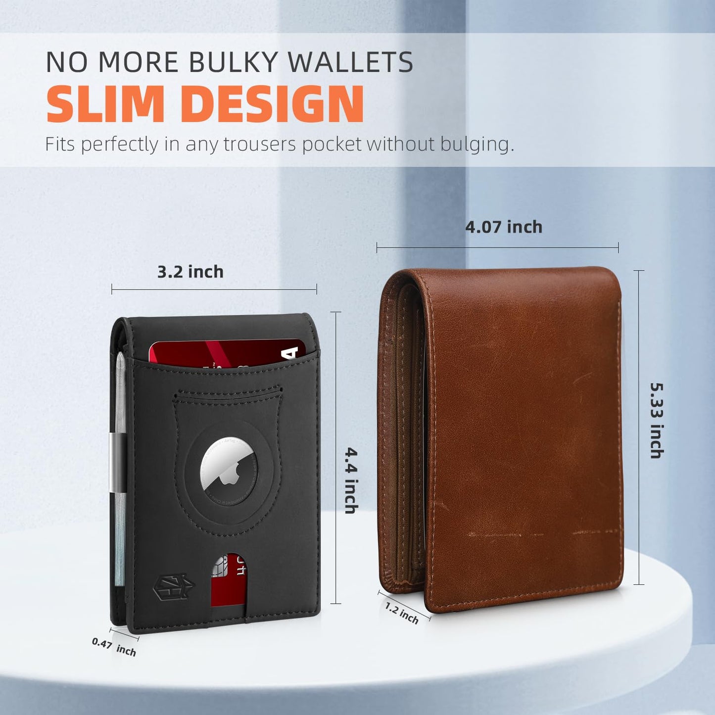 Zitahli Airtag-Wallet-Mens-Slim-RFID Blocking Wallet Leather with Money Clip Air Tag Wallet Card Holder Bifold Gifts for Men