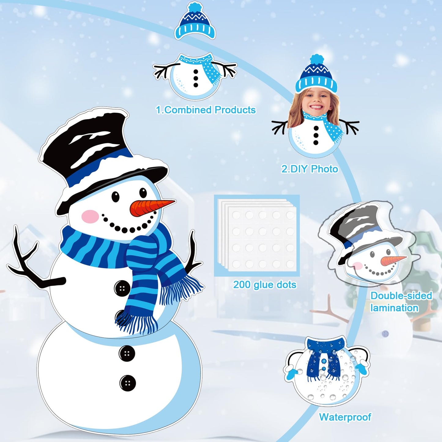 79 Pcs Winter Bulletin Board - Snowman Decorations DIY Photo Wall