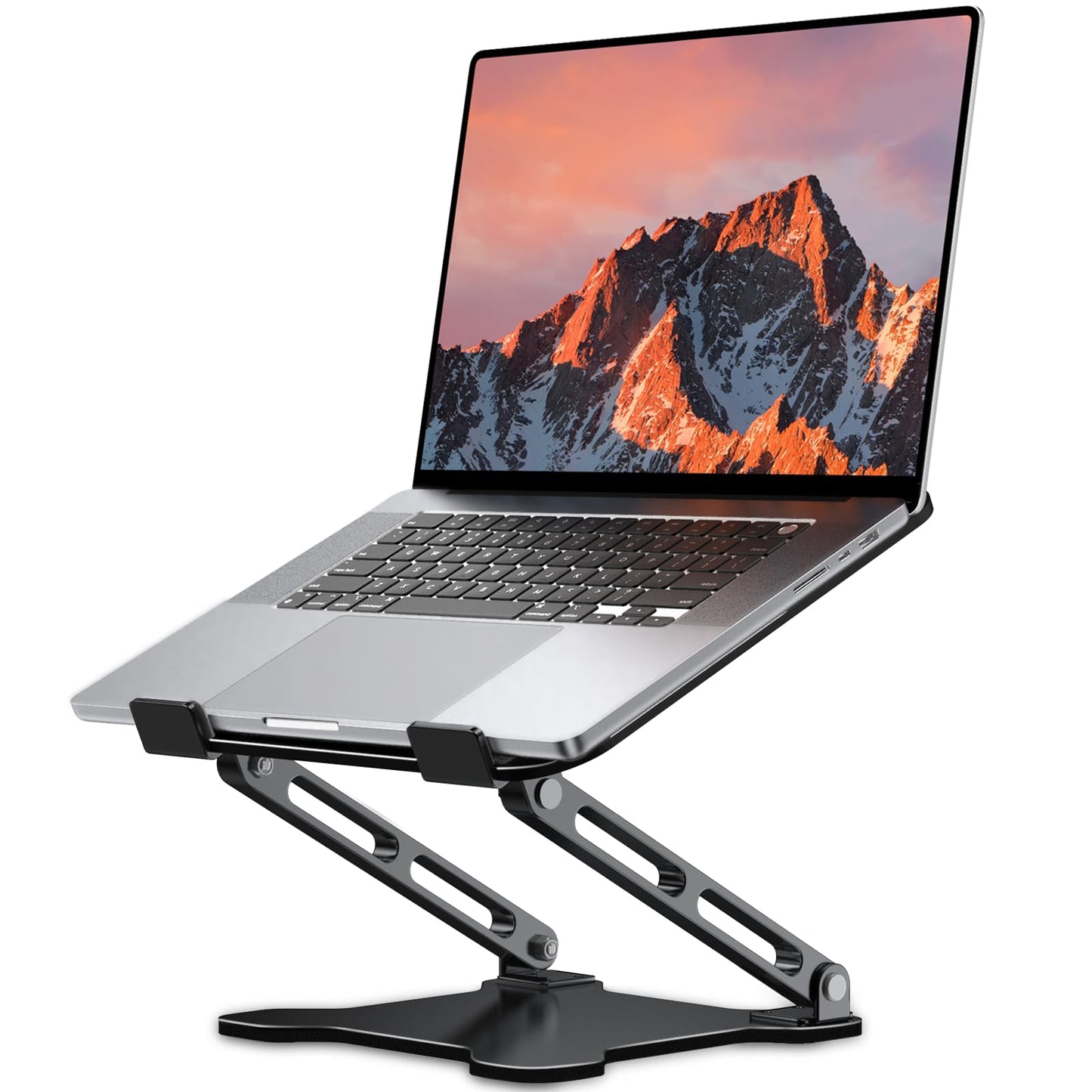 LOXP Adjustable Laptop Stand for Desk, Metal Foldable Laptop Riser, Portable Ventilated Cooling Lectern, Ergonomic Computer Notebook Stand Compatible with 10-15.6" Laptops