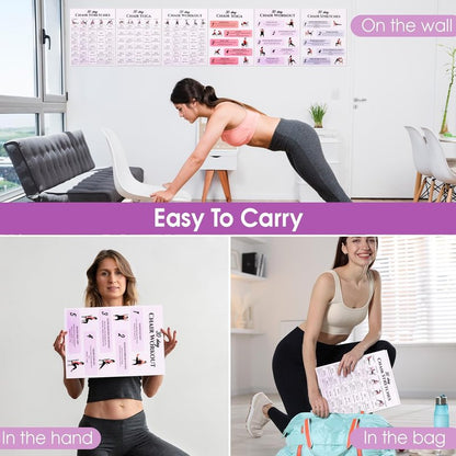Karlaris 30-Day Chair Yoga Chart Set - 6-Pack Office Workout Posters for Seniors | Gentle Stretching & Seated Exercises