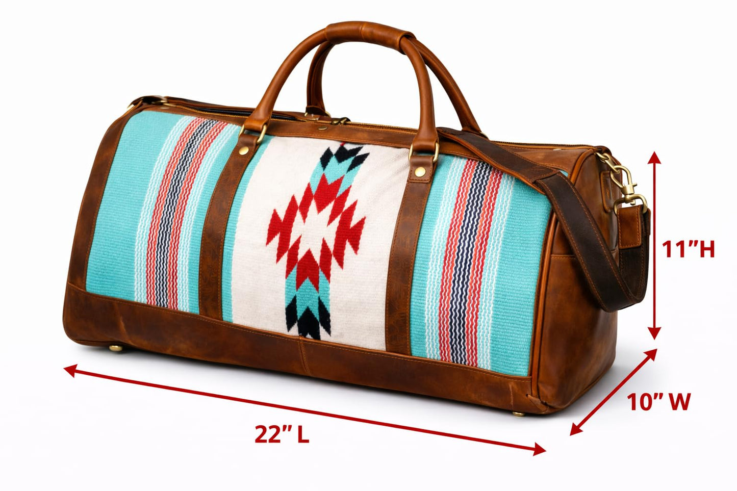 Western Leather Woven Southwest Duffle Travel Weekender Carry-On Bag 103RT22