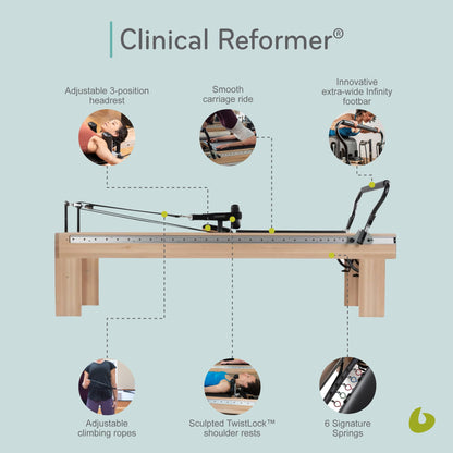 Balanced Body Clinical Pilates Reformer with 39-Inch Infinity Footbar, Pilates Exercise Equipment, Workout Equipment for Home or Studio