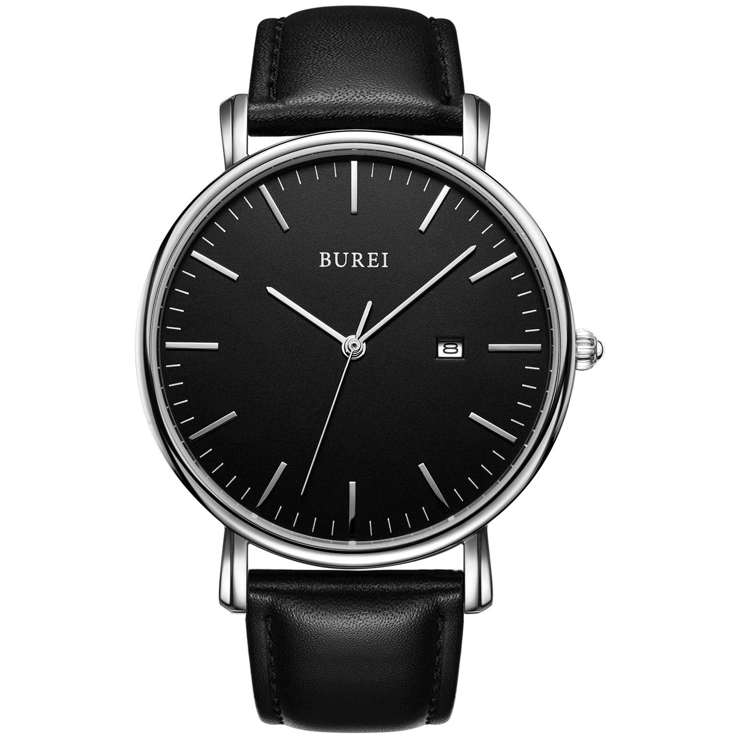 BUREI Ultra Thin Minimalist Men Leather Watch, 3ATM Waterproof Business Casual Wrist Watch, Gift for Father