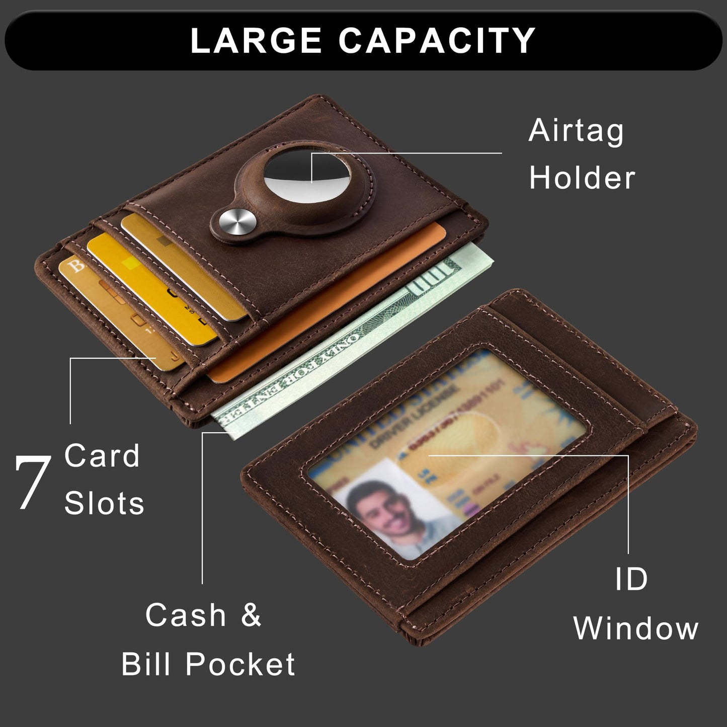 Hawanik Slim Minimalist Front Pocket Air Tag Wallet, RFID Blocking Card Holder Wallet with Airtag Holder