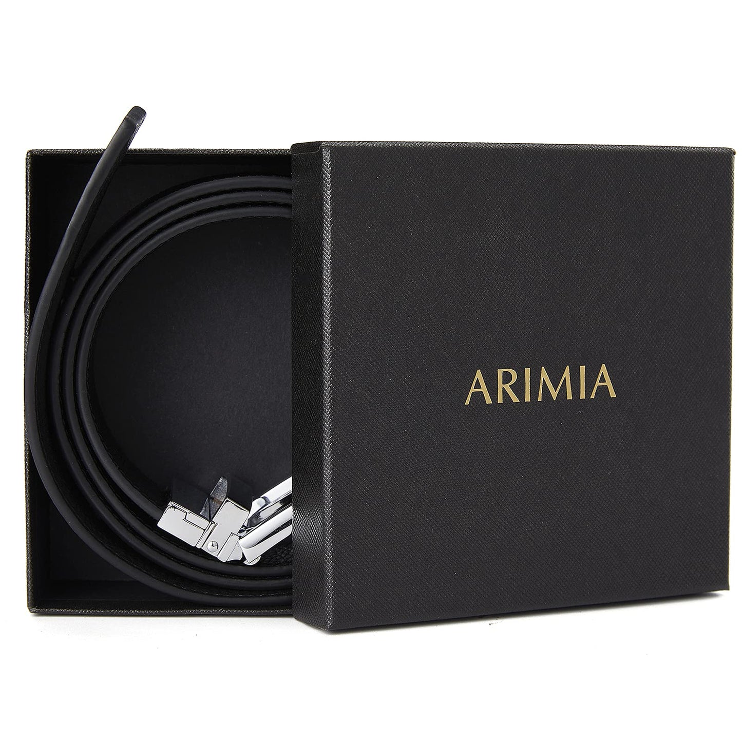 ARIMIA Fashion Diamond Men Real Leather Ratchet Belt Black Adjustable Length Full Grain Soft Genuine Cowhide Strap 1.5 Inch Wide (Gold Black G1, Adjustable from 26" to 46" Waist)
