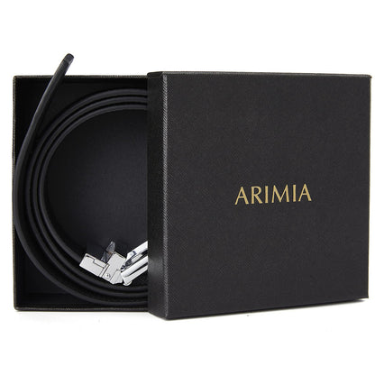 ARIMIA Fashion Diamond Men Real Leather Ratchet Belt Black Adjustable Length Full Grain Soft Genuine Cowhide Strap 1.5 Inch Wide (Gold Black G1, Adjustable from 26" to 46" Waist)