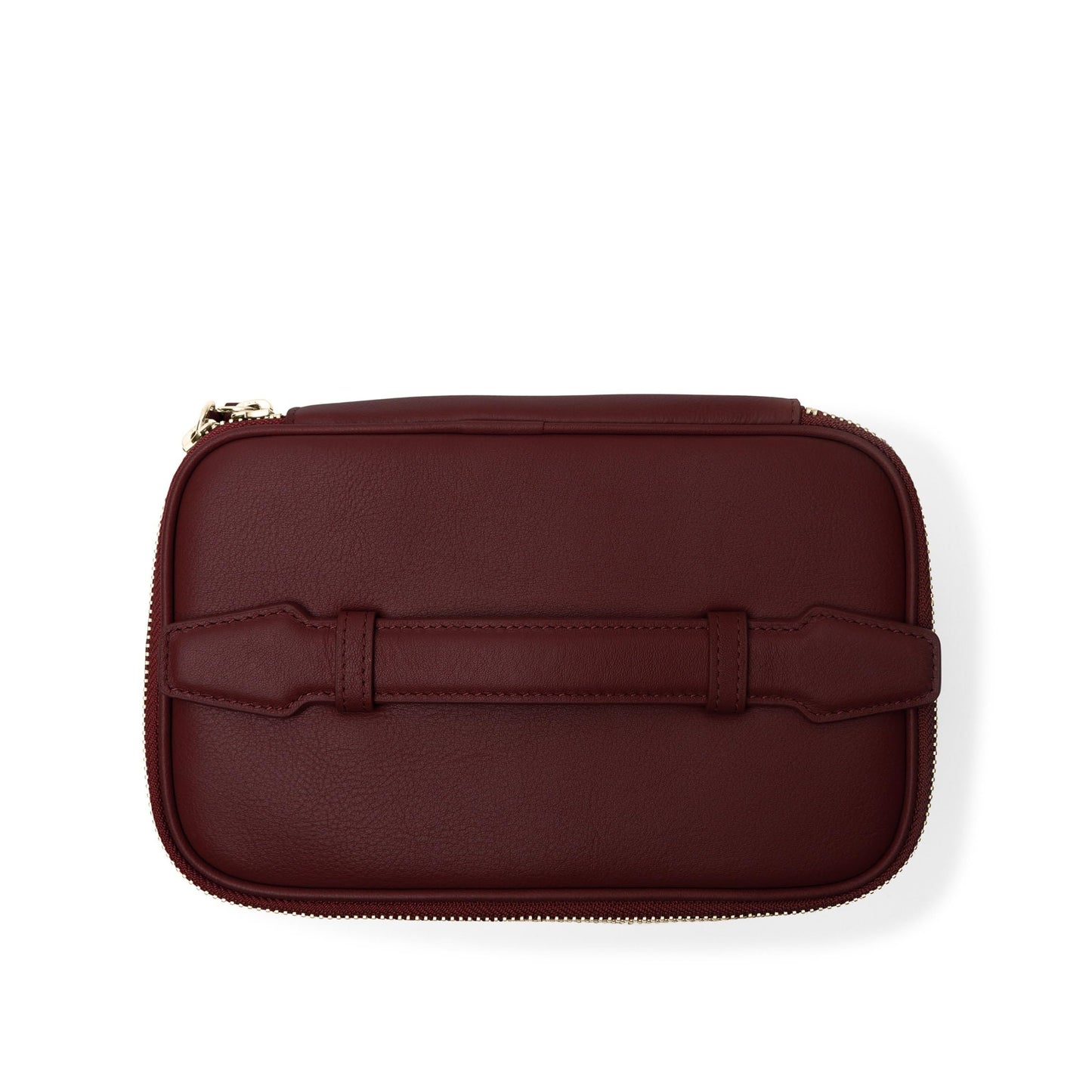 Leatherology Bordeaux Small Train Case – Full-Grain Leather Travel Cosmetic Bag with Water-Resistant Lining, Zippered & Open Pockets, Compact Beauty Organizer