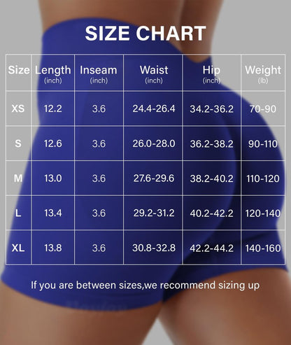 VOYJOY Women Workout Impact Shorts 3.6" V Back High Waist Scrunch Butt Lifting Seamless Gym Biker Shorts Deep Sea XS
