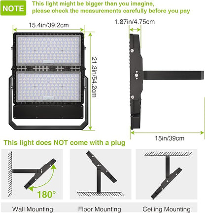 STASUN 600W 90000LM LED Flood Light Outdoor - Flying Series Ultra, 100-277V 5000K Daylight White, IP66 Waterproof Stadium Lights for Arena, Backyard, Parking Lot, Courts, ETL Certification