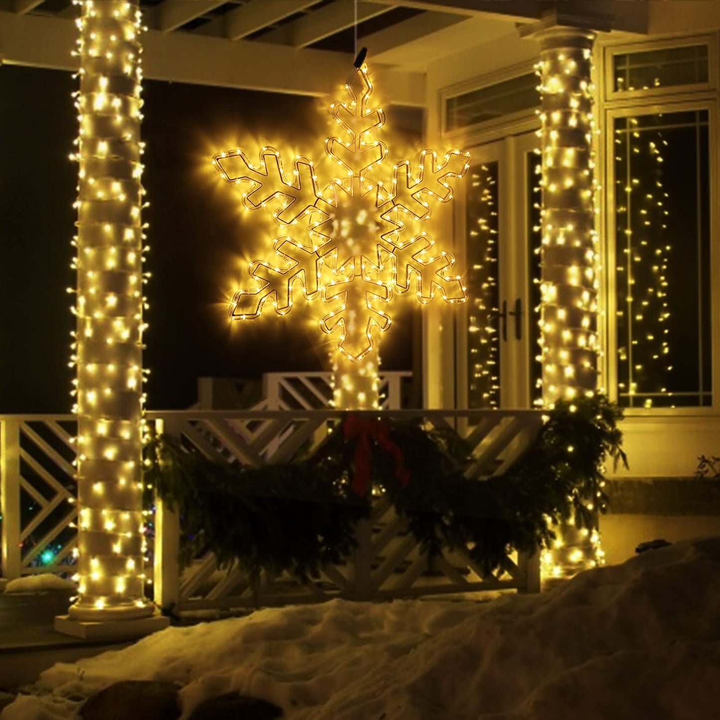 27" Christmas Big Snowflake Lights Mains Powered with Timer for Xmas Decor