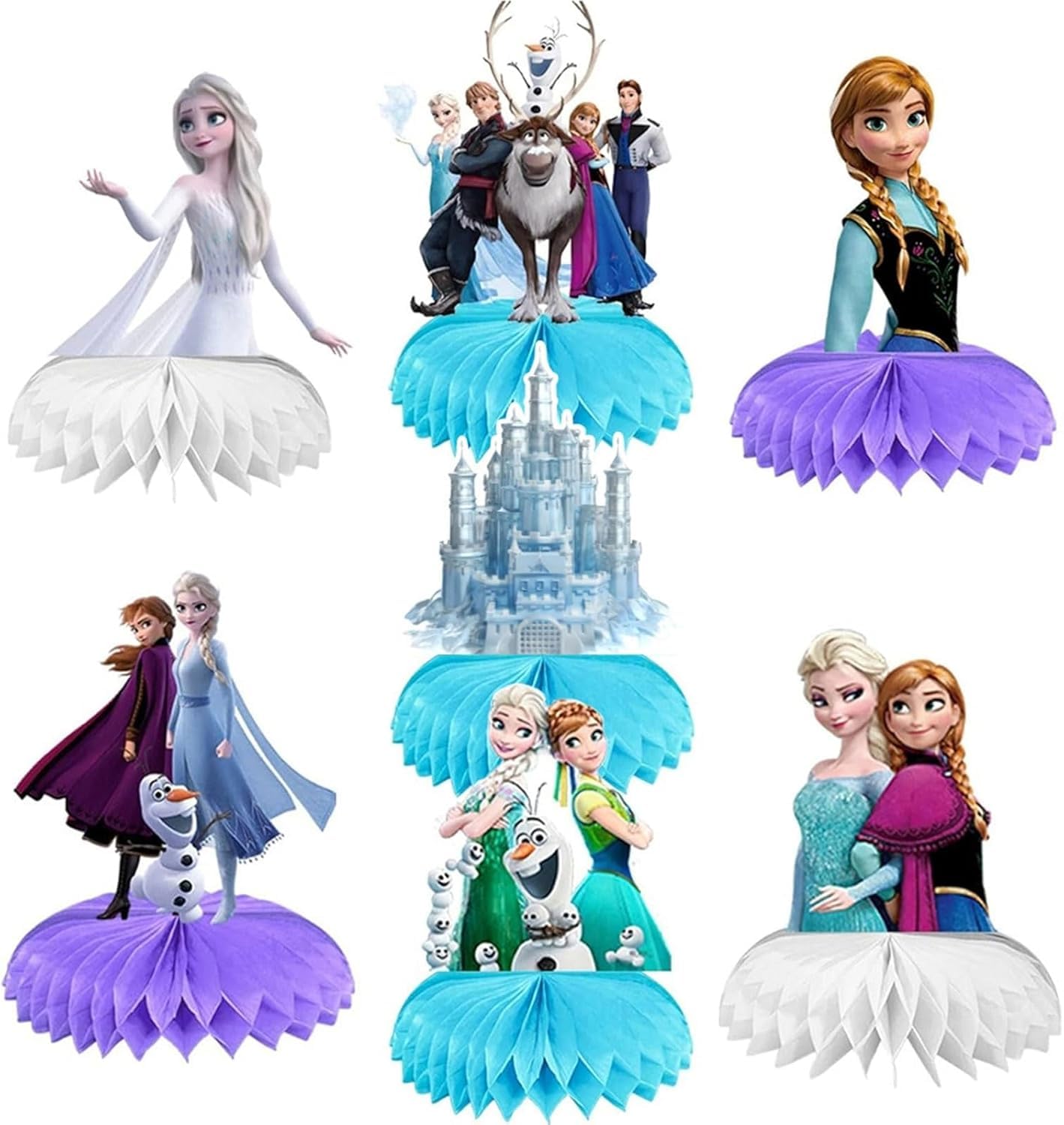 7 Pcs Cute Party Supplies, Cartoon Birthday Party Decorations, Blue Honeycomb Centerpieces for Table, Perfect for Birthday Parties, Themed Parties, Holiday Celebrations