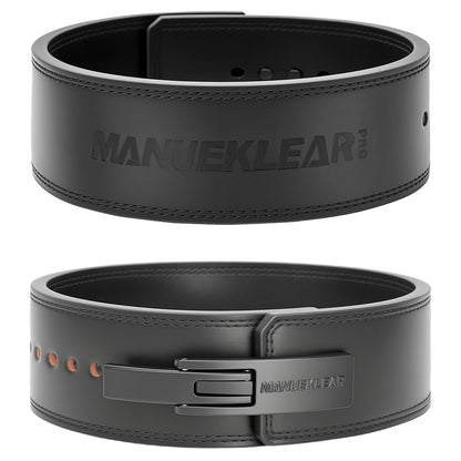 MANUEKLEAR 10mm Thick & 4inch Wide Weight Lifting Belt Lever, Lever Belt Weightlifting for Men and Women, Powerlifting Lever Gym Belt for Squat Deadlift Workout (Black, L(34-40inches))