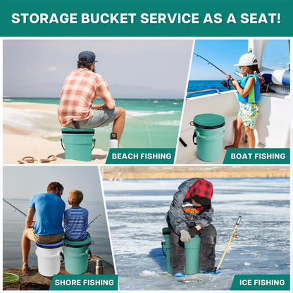 Wizcave 5 Gallon Bucket Seat for YETI Bucket Only, 360-Degree Swivel Bucket Lid Seat, Bucket Lid Cushion 5 Gallon for Fishing, Hunting, Tool Organizer, Car Washing, Gardening, Baseball