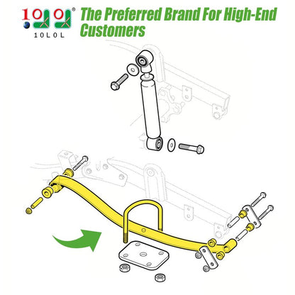 10L0L Heavy Duty Tapered Rear Leaf Springs Kit (2-Leaf) for EZGO RXV 2008-2013 - Includes Bushings, U-Bolts, Nuts, Sleeves - OEM 603498 604494