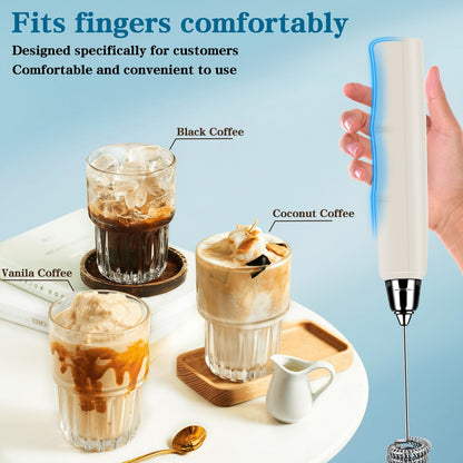 Milk Frother Handheld for Coffee, Electric Whisk 3 Speed Adjustable, Drink Mixer with Stainless 3 Whisks, Rechargeable Hand Frother Wand, Foam Maker for Latte Cappuccino Matcha Egg Silver