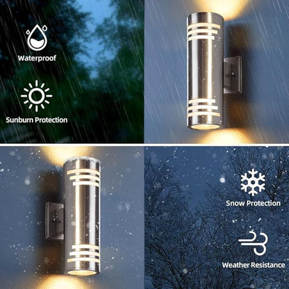 SHIMR Smart RGB Outdoor Wall Lights, WiFi LED Color Changing Exterior Sconce, APP Control Stainless Steel Porch Light Fixture with Remote for House Garage, No Hub Required Compatible with Alexa