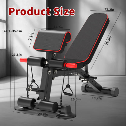 Adjustable Weight Bench,Utility Workout Bench Foldable Incline Decline Benches for Home Gym Full Body Workout,Load 500LBS