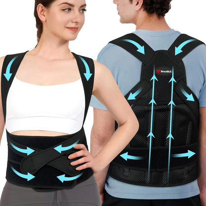 Posture Corrector for Men and Women, Upper Back Support Brace with Adjustable Shoulder Straps for Comfortable Posture Training – Invisible Under Clothing (Large 35.4-41.3‘’)