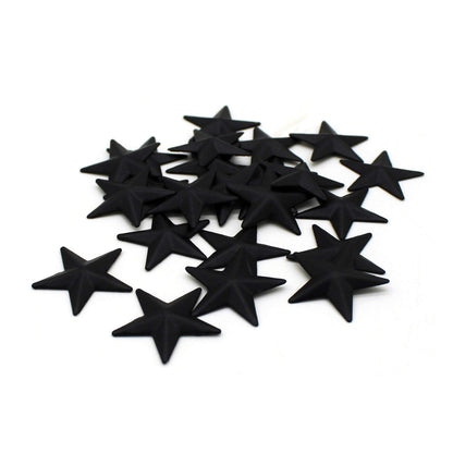 CVHOMEDECO. Primitives Rustic Country Décor. Black Mini Metal Barn Star Home Decorative Accents, 1-Inch, Set of 24
