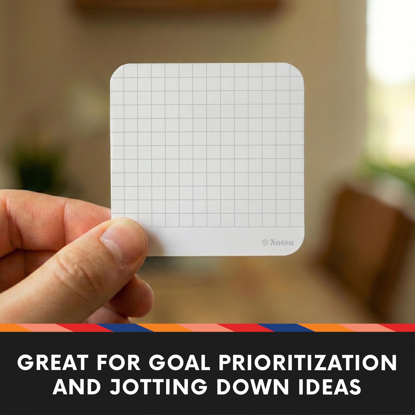 Notsu Graph Grid Sticky Notes 4pk | Premium Thick Paper 120g | Graphing Memo Pads with Date, 3" x 3"