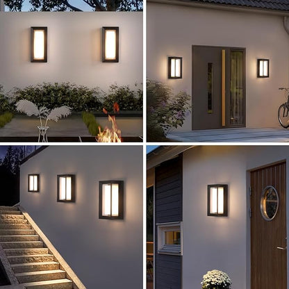 24W Porch Lights Outdoor 2160LM Modern Exterior Light Fixtures 3CCT 3000K/4000K/6500K Black Outdoor Wall Light LED Wall Mount Sconces for Garage Front Door Porch Hallway Doorway 2 Pack