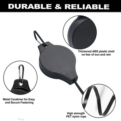 Retractable Plant Hanger with Carabiners for Watering, Auto Lock Plant Pulleys for Hanging Plants Garden Baskets Pots,Birds Feeder,Easy to Raise and Lower, 2.2-33lb Heavy Duty Plant Pulley Hangers